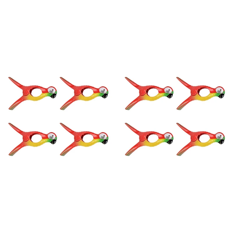 

Hot YO-8Pcs Beach Towel Clips For Sun Loungers, Parrot Bird Towel Clips Large Windproof Clothes Hanging Peg Quilt Clamp Holder