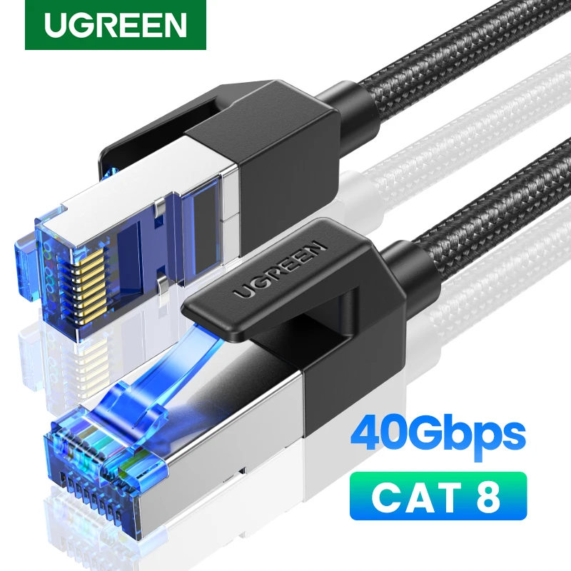UGREEN CAT 8 Ethernet Cable CAT8 40Gbps 2000MHz Networking Nylon Braided Internet Lan Cord for Laptops PS 4 Router RJ45 Cable
