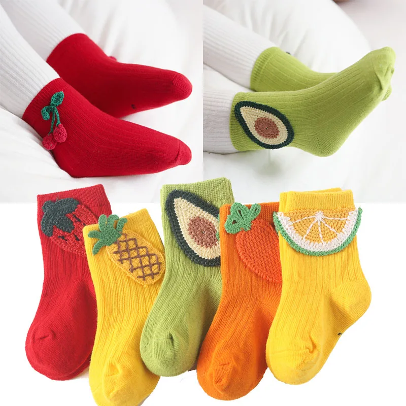 

1 Pair Baby Socks Boys Girls Ins Cartoon Fruits Decorative Socks Cotton Kids Socks Soft Newborn Socks Clothes Accessories 0-3Y