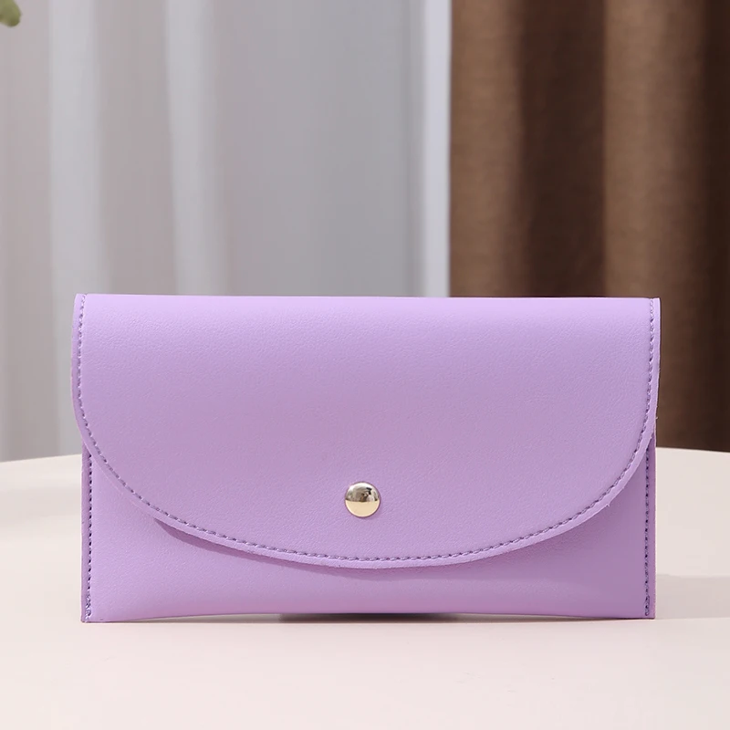 

Purple Long Wallet Ladies Solid Color Card Holder ID Bankredit Pu LeatherDropshipping Wholesale