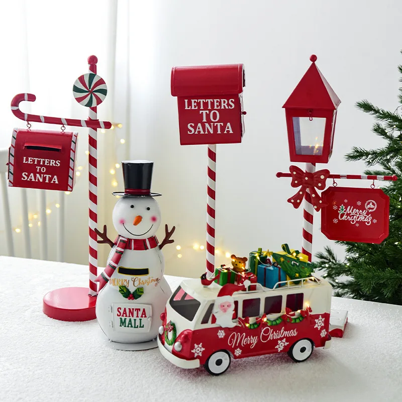 Рождественский почтовый ящик статуя украшения железный сани снеговик украшение