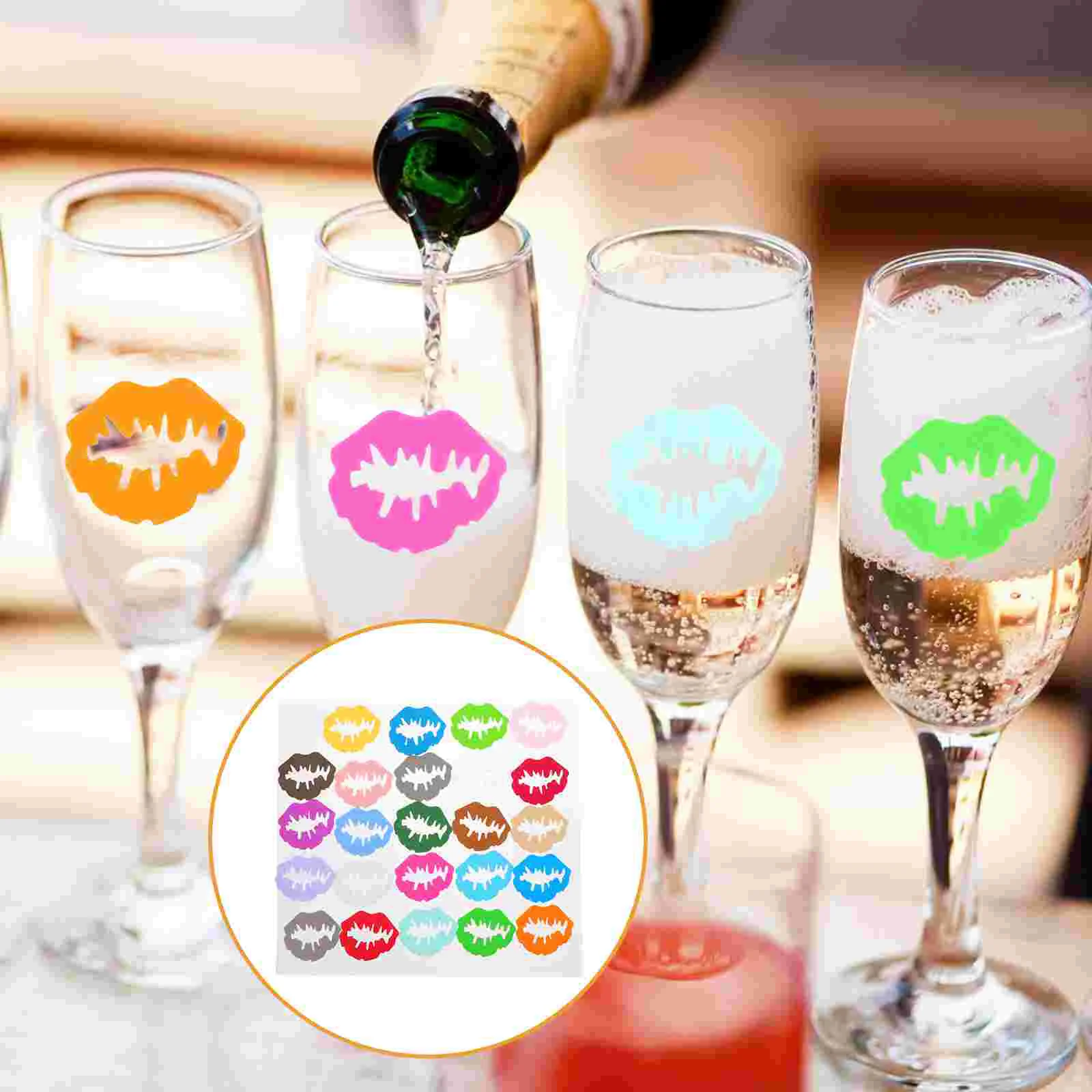 

24 PCS Silicone Glass Label Martini Tumbler Glass Tag Drinks Drink Markers Glasses Silica Gel Cup Tags Man