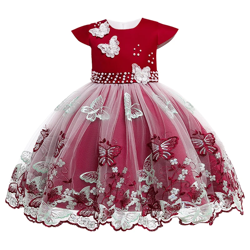new Girls party dress for flower petal princess dress flower girl wedding dress children dance fluffy dress Girl's clothes