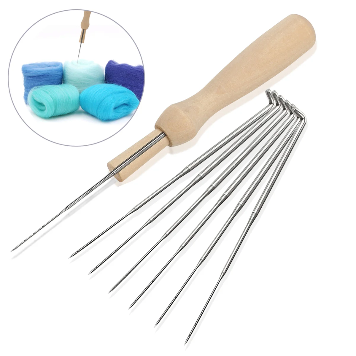 

Set of 7pcs Felting Set with Handle Wool Felt Tool Felting Starter