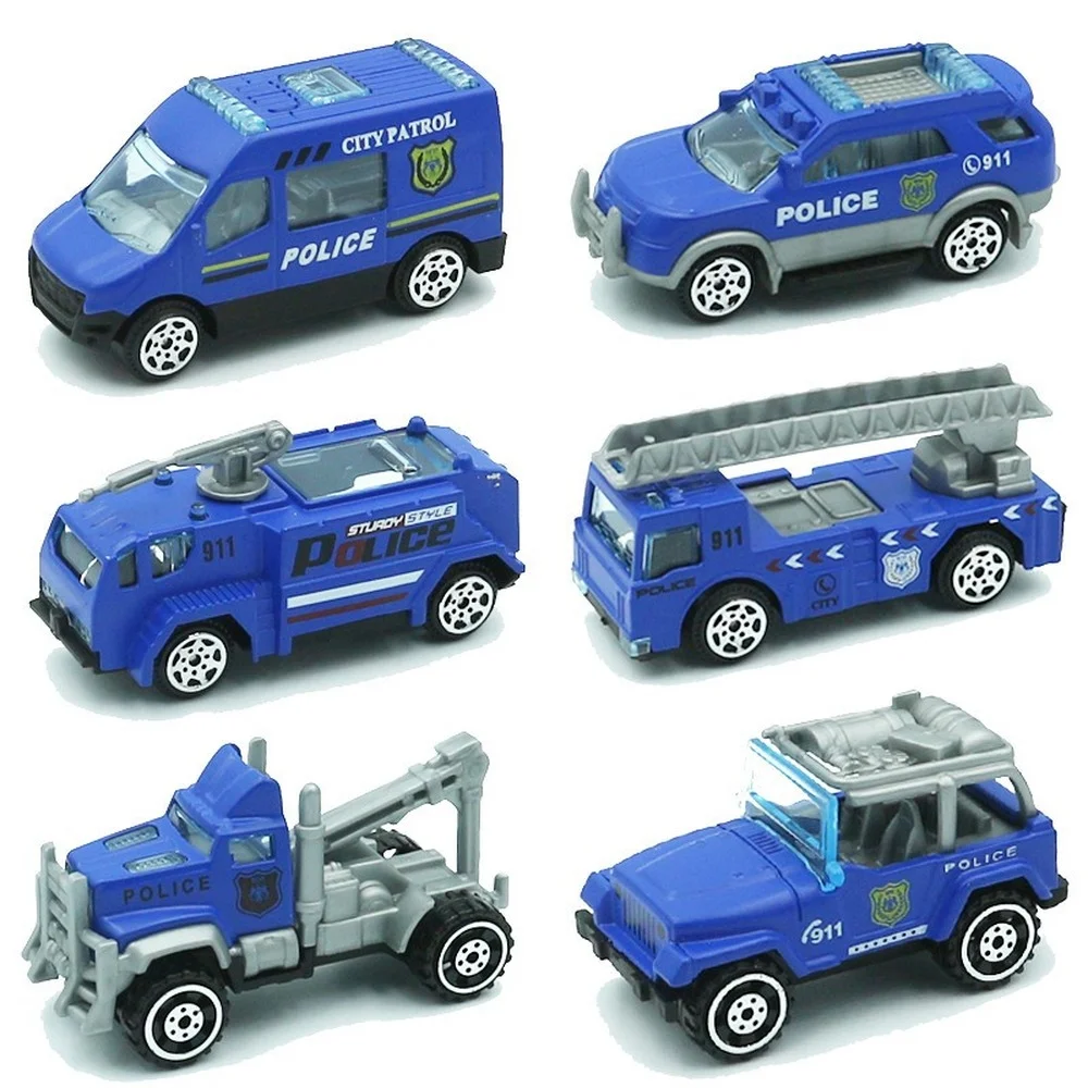 

6pc/set Children's Diecast 1:64 Collection Miniature Car Metal Alloy Vehicle Cars Model Educational Toys for Boys Kids Gift