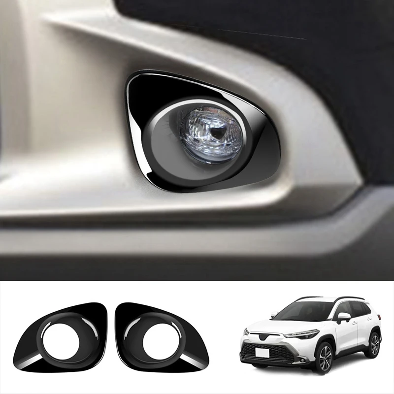 

For Toyota Corolla Cross 2021 2022 Glossy Black Front Fog Light Lamp Cover Trim Foglight Bezel Decoration Frame