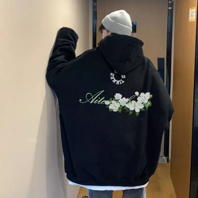 

American Sweatshirt Autumn And Winter 2023 New Men's Oversize Loose Heavyweight Couple Hooded Sweatshirt Essentials Harajuku Y2k