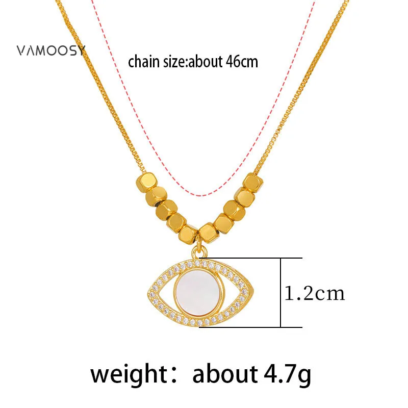 Dainty Gold Color Evil Eye Necklaces for Women Trendy Shell Fishtail Pendant 45cm Short Chains Austrian Zircon Choker Her Gifts