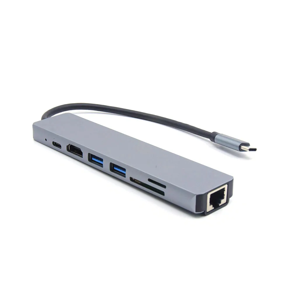 

Для портативных ПК 7 в 1 USB 3.0 3.1 USB-C Hub Многофункциональный 7 портов RJ45 SD / TF карта HDMI-совместимый Type-C PD Зарядка 100 Вт