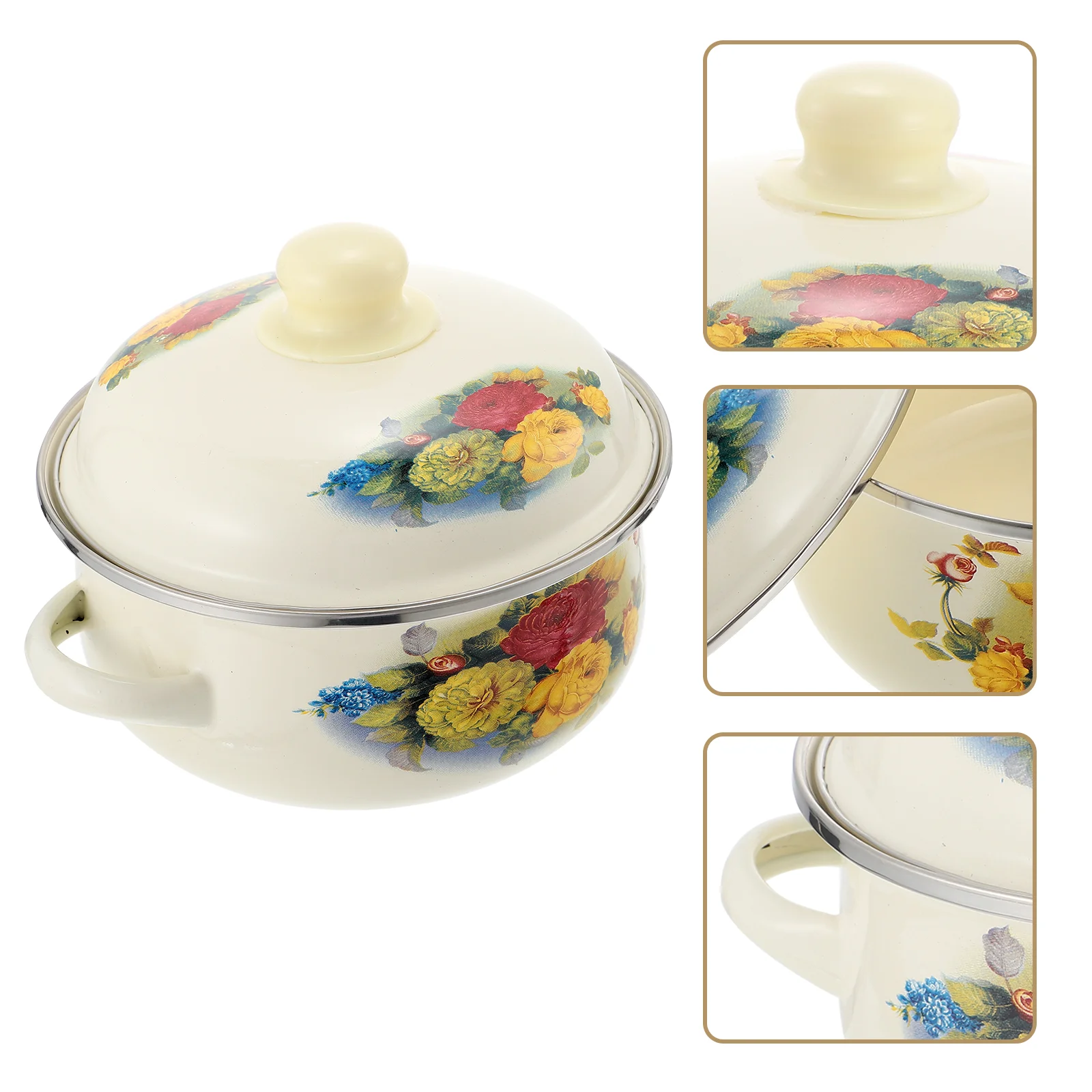 

Pot Enamel Soup Stew Cooking Stock Bowlnoodle Casserole Kitchen Cooker Noodles Instant Lid Pan Stockpot Pasta Bowls Ramen Stick