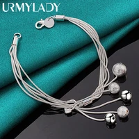 urmylady 925 sterling silver five snake chain round pendant bracelet for women wedding celebration engagement fashion jewelry