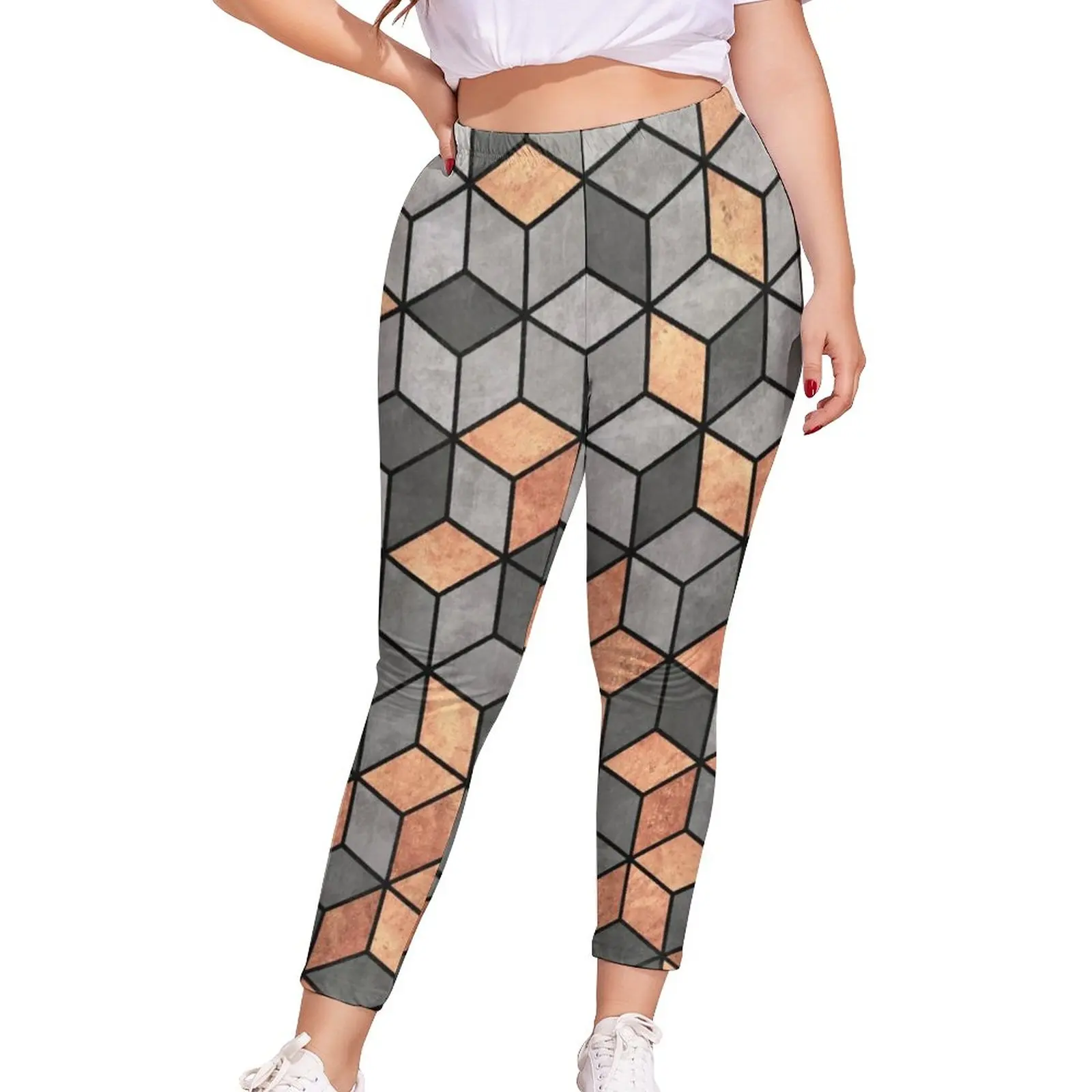 

Nordic Pattern Print Leggings Concrete and Copper Cubes Summer Legging Teenagers Large Size Cheap Novelty Pants