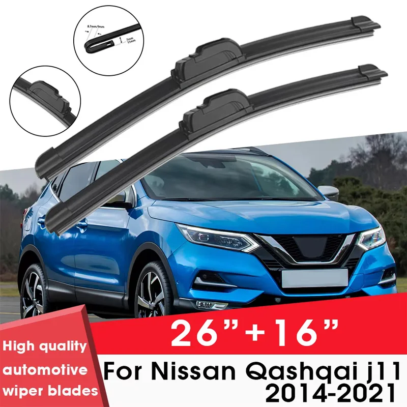 

Щетки стеклоочистителя автомобиля для Nissan Qashqai j11 2014-2021 26 "+ 16" лобовое стекло чистые резиновые силиконовые автомобильные дворники