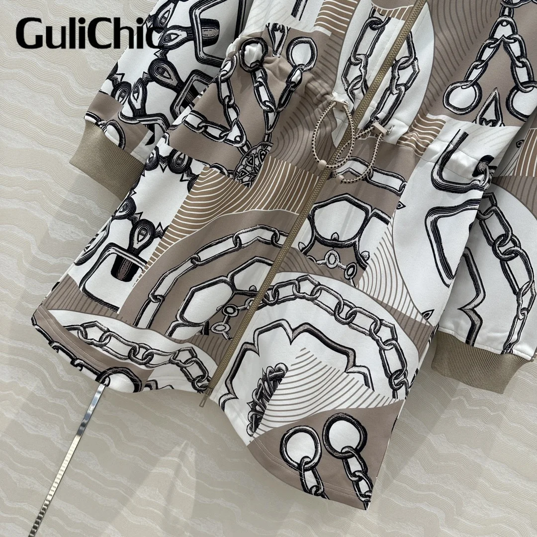 10.21 GuliChic женское спортивное платье с цепочкой и принтом воротник-стойка двойная