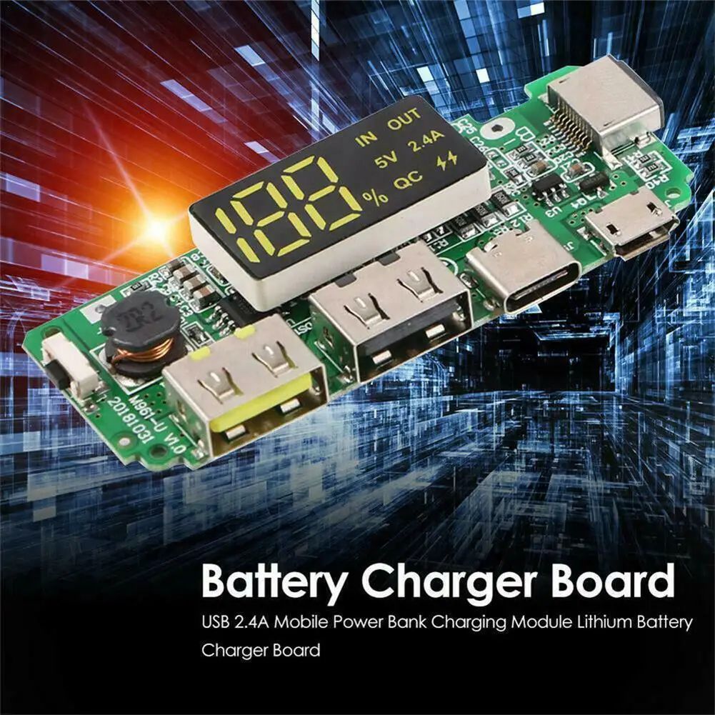 

Battery Charger Board Digital Display Charging Dule Bank Battery Bile Circuit Charging Board Lithium 18650 Power Usb S8y1