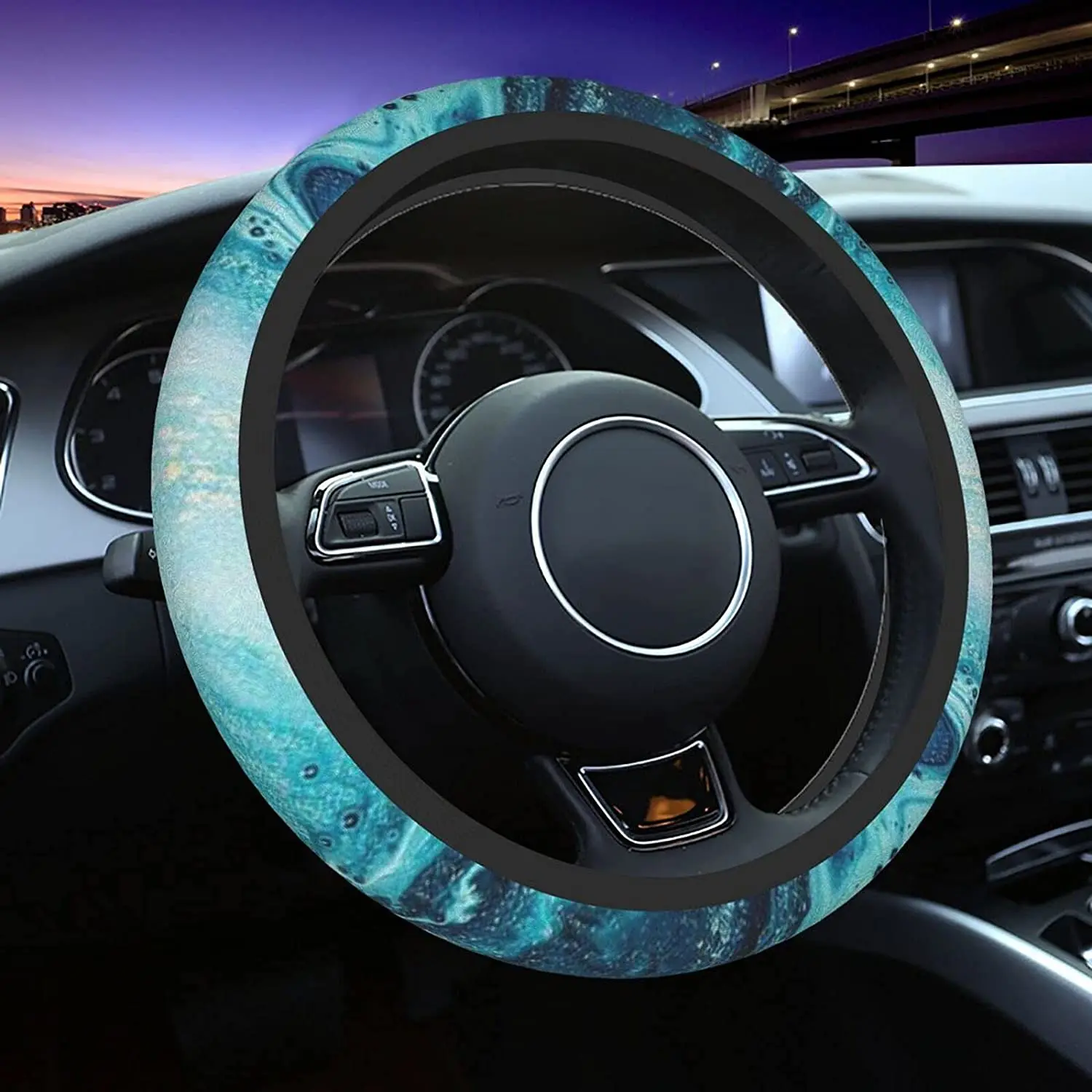 

Turquoise Teal Steering Wheel Cover Green For Women & Men Universal 15 Inches Anti Slip Neoprene Soft Steering Wheel Cover
