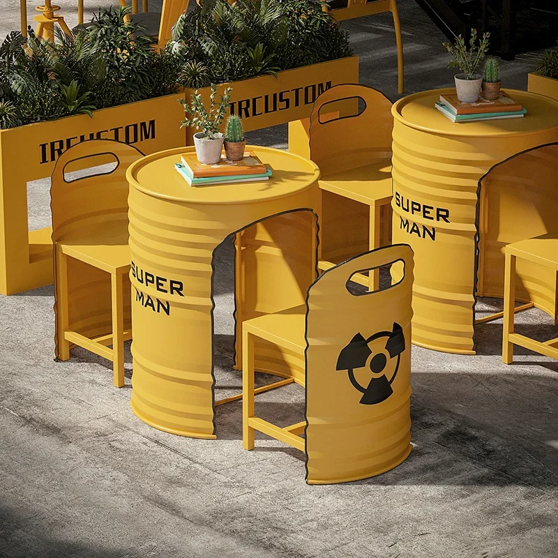 Уличный железный стол и стулья комбинация для барбекю кофейни креативный