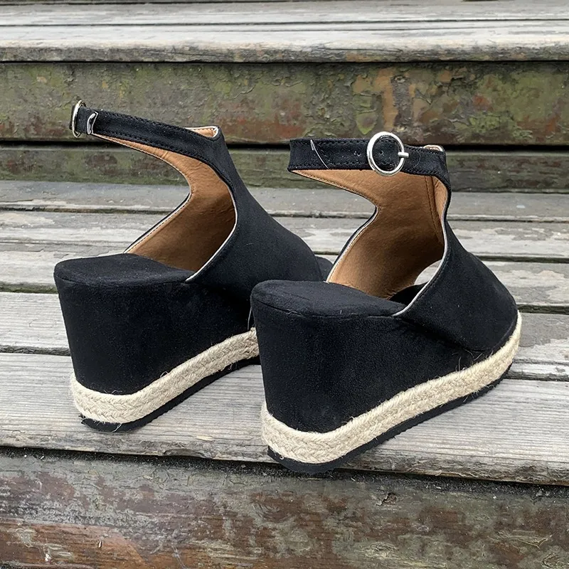 Summer Sandals Women Ladies Fashion Solid Wedge Platform High Heel Casual Buckle Strap Roman Shoes Sandals Women's ShoesTGHDOF