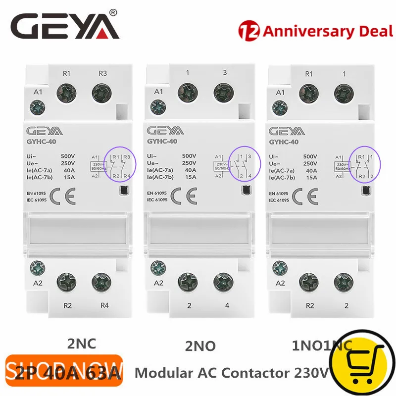 

Контактор переменного тока GEYA Din Rail 2P 40A 63А 2NO 2NC 1NO1NC Ho для использования или для зарядного контактора сваи хорошего качества