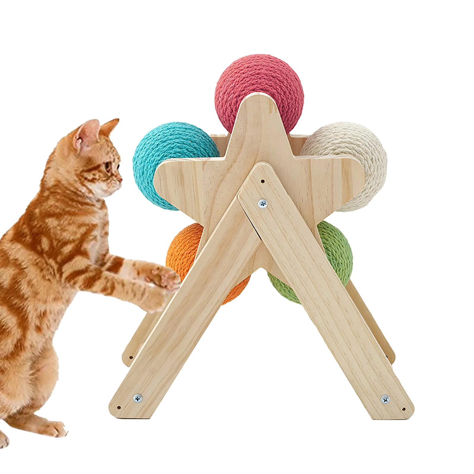 

Cat Scratching Ball Sisal Rope Climbing Toy Kitten Scratching Post Built-in Ball Wear-resistant Pet Toy Kitten Grinding Paws Toy