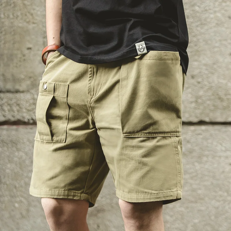 

Casual Vintage Men's Pocket Cargo Shorts Cotton Summer 100% Maden Pants Shorts Amekaji Plain Military Big Short Tactical