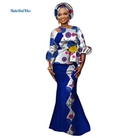 african lantern sleeve tops and skirt sets for women bazin riche traditional african print clothing 2 pieces skirt sets wy3144