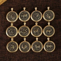 1 piece solid brass zodiac money keychain diy pendant single sided rotationperfect for wedding birthdayfull moontravel