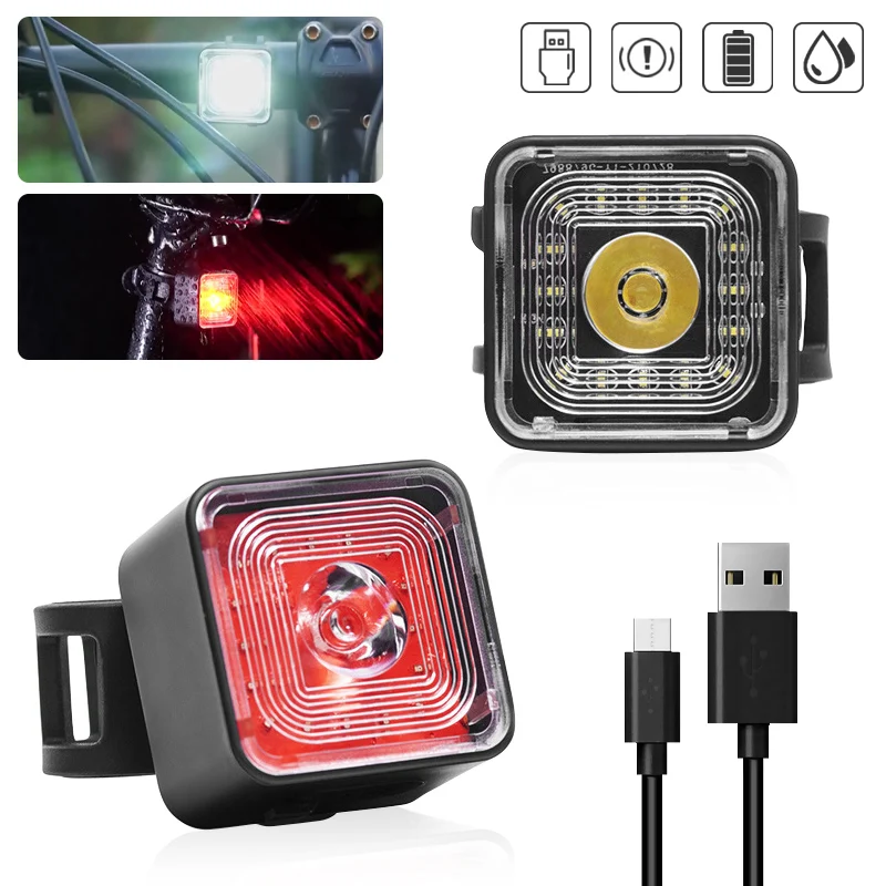 

Smart Sensor Bicycle Brake Light Tail RearLight 100 Lumen Waterproof Headlight and Tail Light Sets 5 Gear Mode USB Charge