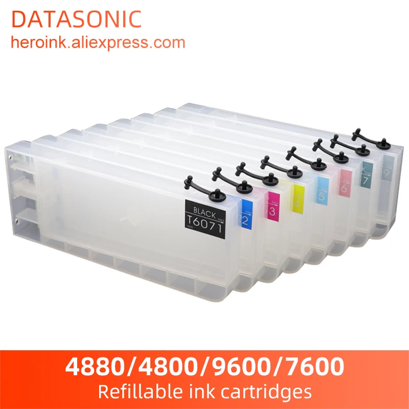 

8 Color 4880 Empty Refillable Ink Cartridge For Epson Stylus Pro 4880 4800 4000 4450 4400 7600 9600 Printer 300ML T6071-T6079