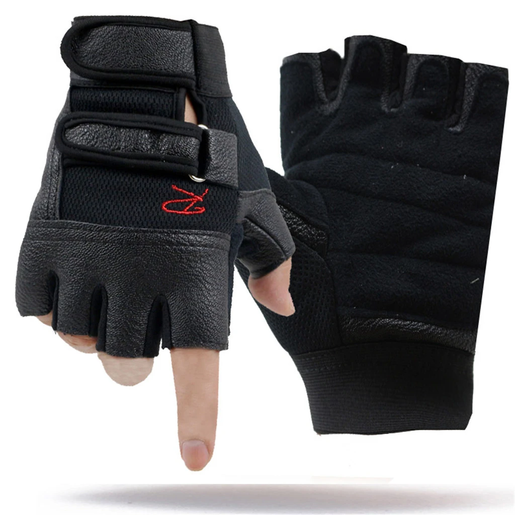 

Fashion Fitness Sports PU Leather Gloves Pro Weight Lifting Gym Exercise Sport Fitness Gloves Adjustable Wrist Wrap Closure