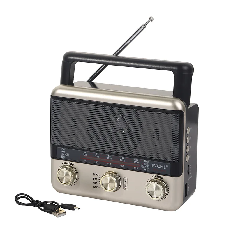 Retro Multi-function Portable Bluetooth Speaker Solar Multi Band FM AM SW Radio Outdoor Audio MP3 Player With Flashlight AUX USB