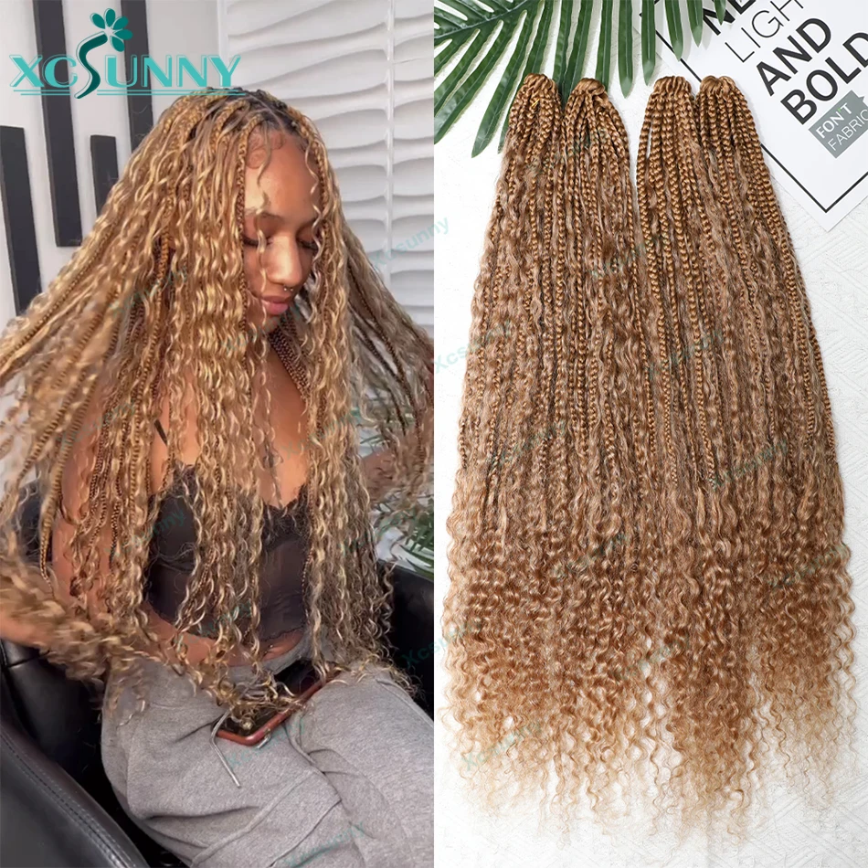 Плетеные крючком человеческие волосы Boho Box с кудрявыми концами цвет 27 30 24 дюйма