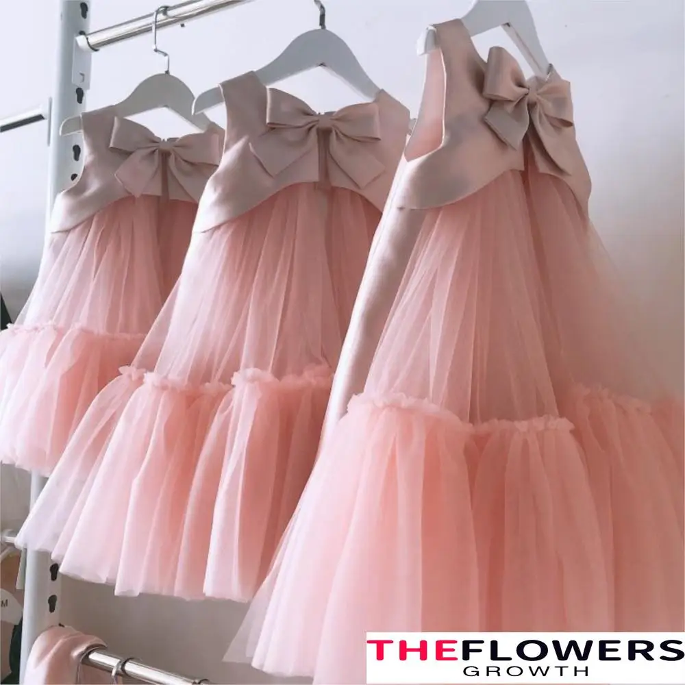 

Новинка 2024, Детские элегантные бальные платья, кружевное детское платье для девочек, одежда для крещения на день рождения, детское фатиновое платье для девочек, розовое платье