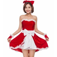 cute ladies christmas velvet tube top mini dress girl santa claus xmas outfit costume