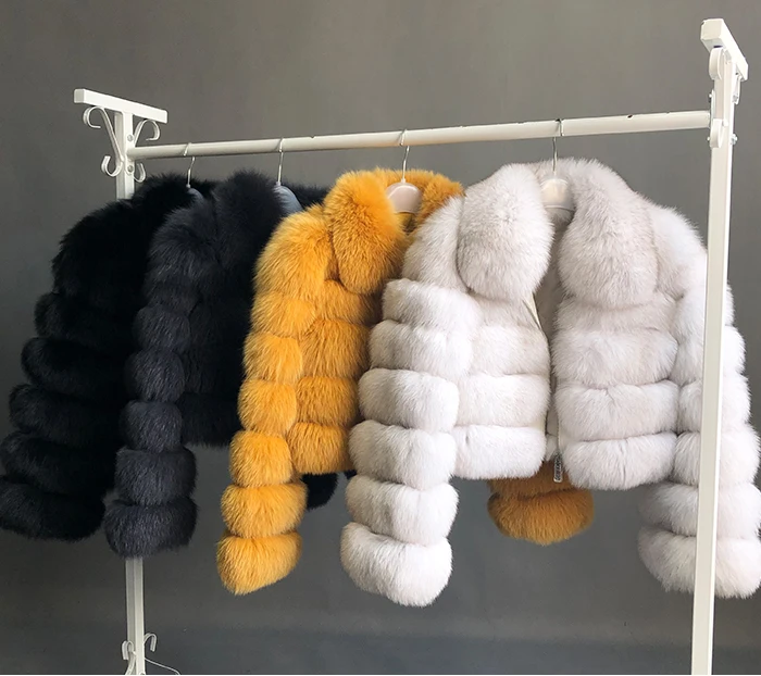 Luxury Natural Color Short Real Fur Coat Women Natural Fox Fur Overcoats Winter Nine Quarter Sleeves Warm Fashion Outwears