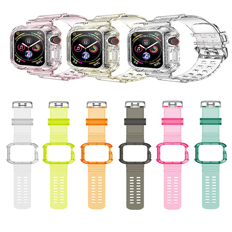 

Silicone Strap For Apple watch band 44mm 40mm 45mm 41mm 38mm 42mm watchband case iWatch correa Apple watch series 7 6 5 3 SE