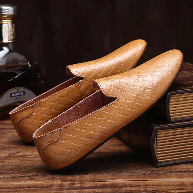 

British Style Printed Fuller Shoes Summer New Men Casual Shoes Wear-resistant Non-slip Soft Bottom Business Casual Leather Shoes