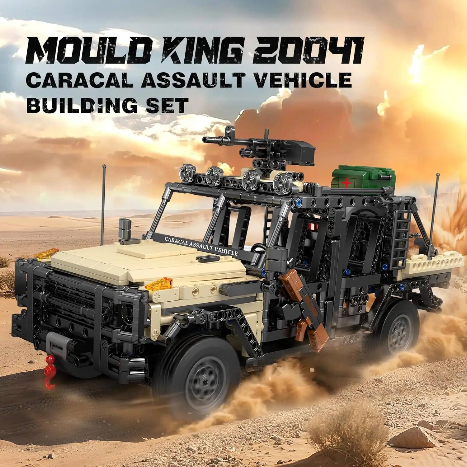 Фото MK 20041 1577 шт. комплект военных строительных блоков для внедорожников, модель с двойным приложением/дистанционным управлением для взрослых коллекционеров, идея подарка №1