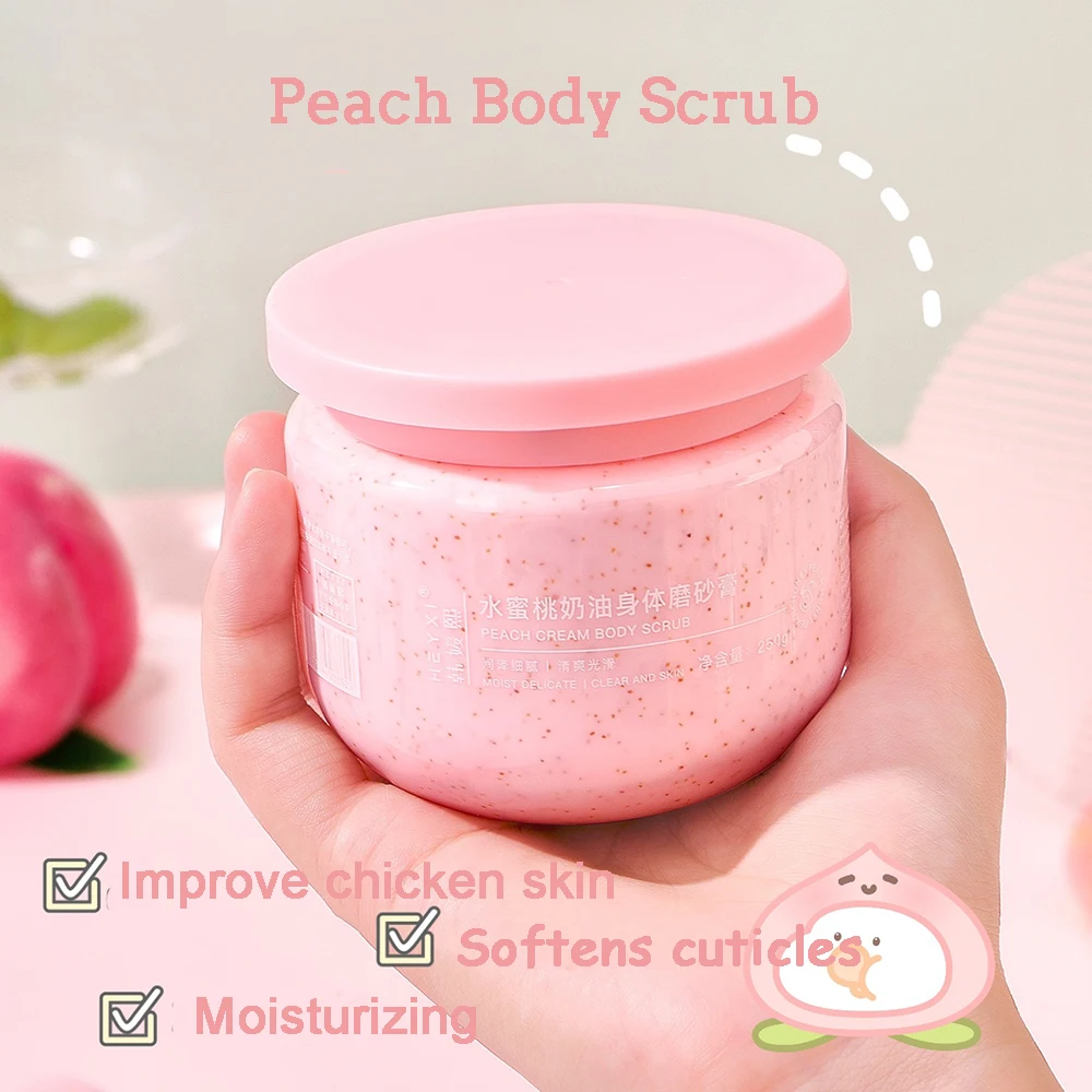 

Body Care 350g Peach Ice Cream Texture Body Scrub Deep Cleansing Softening Horny Moisturizing Bath Scrub Two-in-one