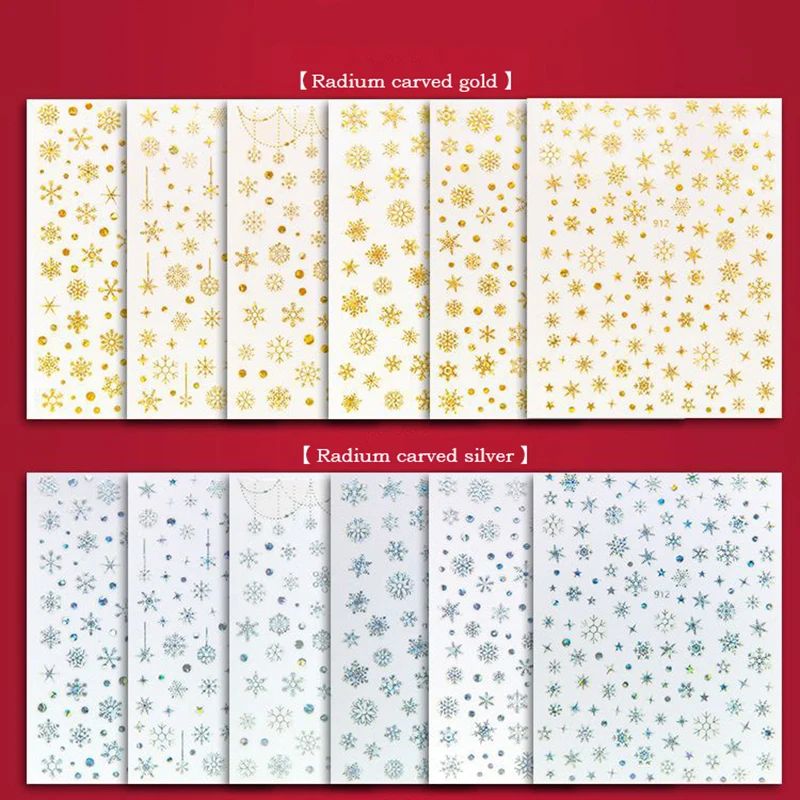 

Winter Christmas 5D Snowflake Nail Sticker Embossed Waterproof Laser Bronzing Nail Design Decal Nail Art Decoration Sticker