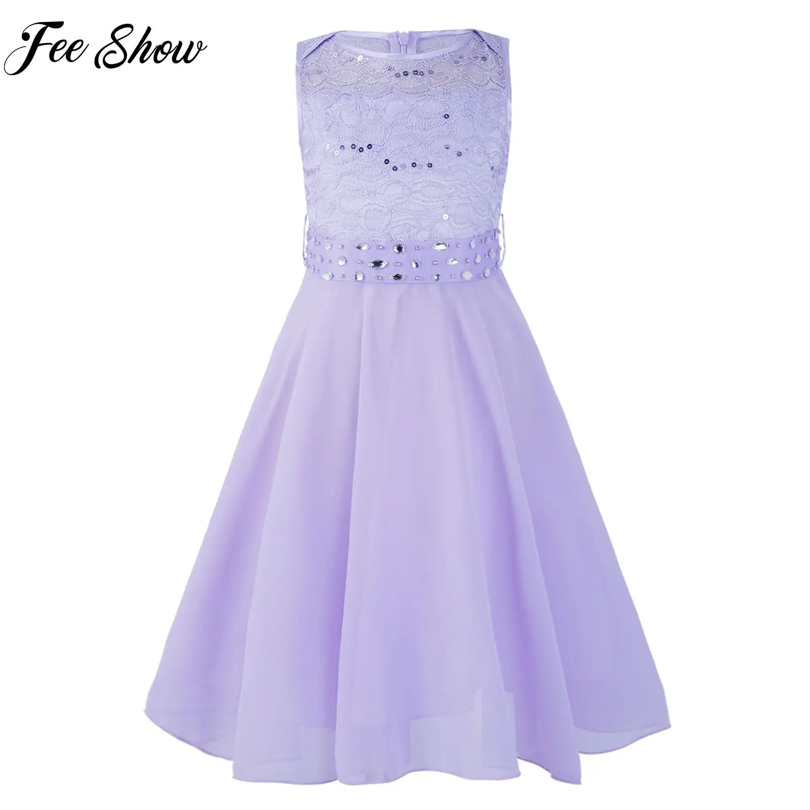 

Детское шифоновое платье с блестками, без рукавов