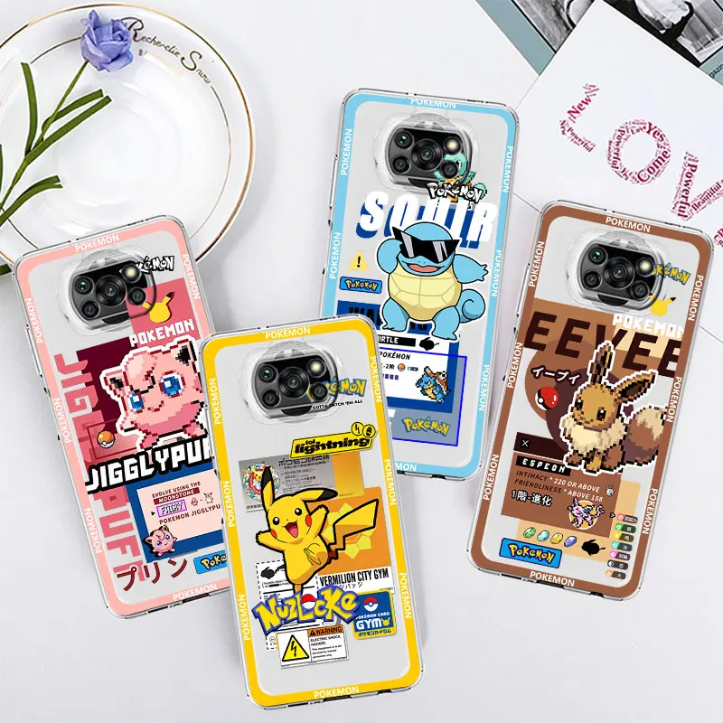 

Phone Case For Xiaomi POCO X3 F3 M3 NFC Pro f1 for Mi 12 11T 11X Pro 11 Lite 5G NE 9t 10t Soft Cover Hot Cool Pokemon Pikachu