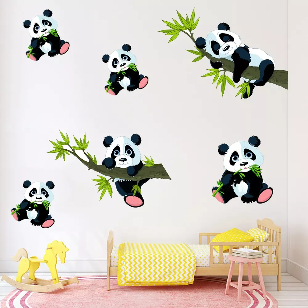 

Bamboo Panda Wall Stickers For Kids Room Home Decor Living Room Panda Mural Decals Bedroom Decorative Sticker Muraux
