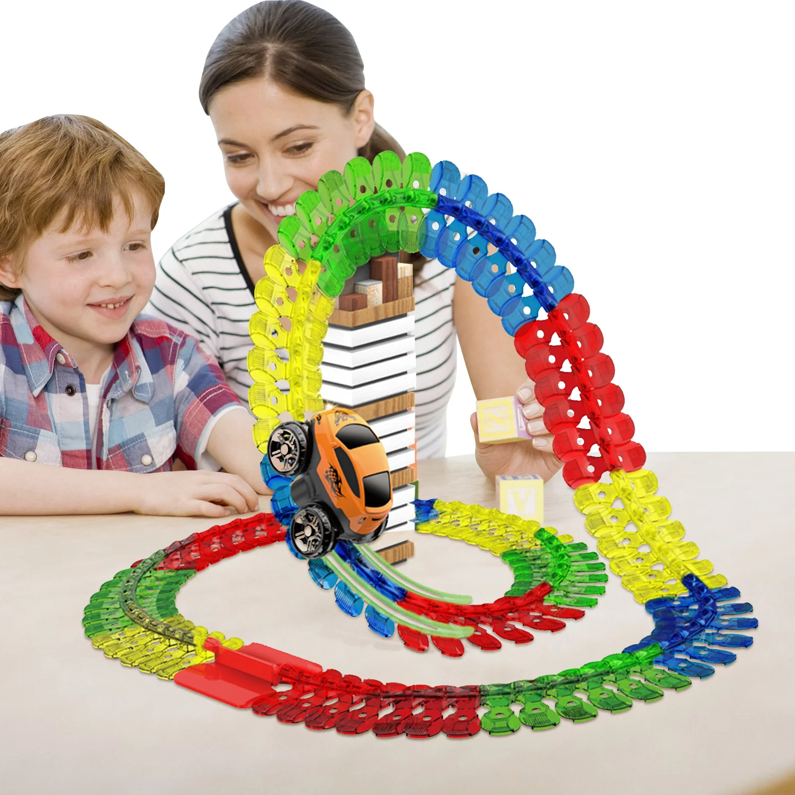 

Rail Car Scene Toy Flexible Track Playset Toy Race Track Set STEM Building Toys For Boys And Girls DIY Racing Tracks Ideal