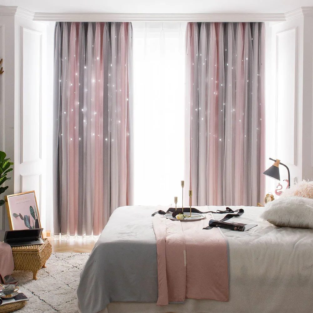 1 шт. серия Nuan двухслойные ажурные шторы со звездами затемняющие тюлевые