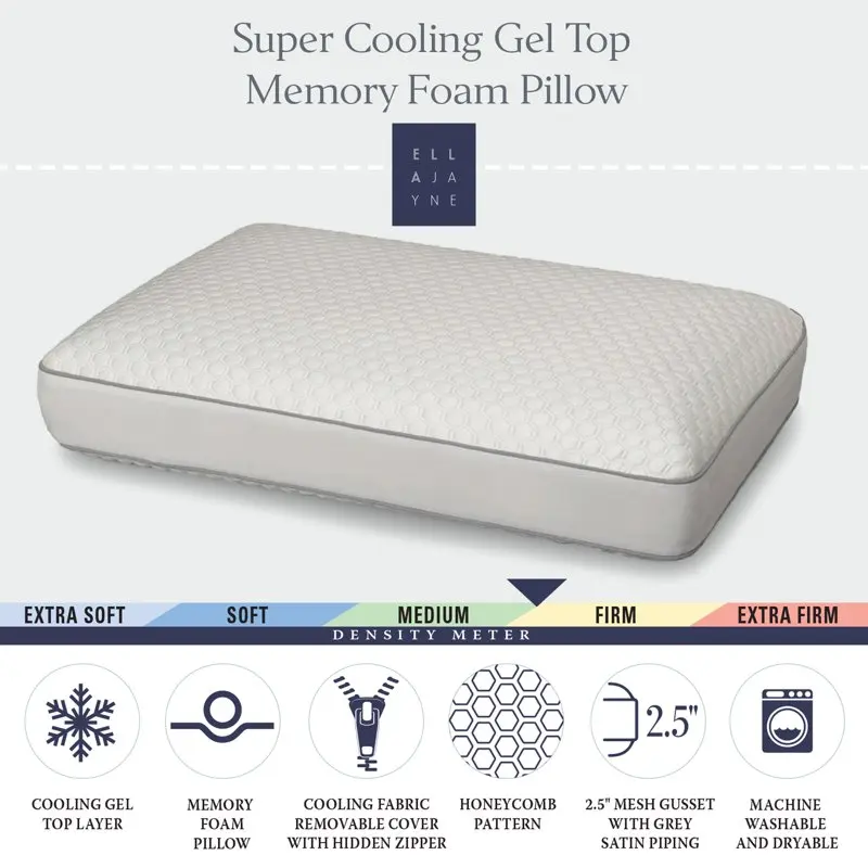 

Cooling and Comforting Memory Foam Gel Top Pillow for relaxation and restful sleep.