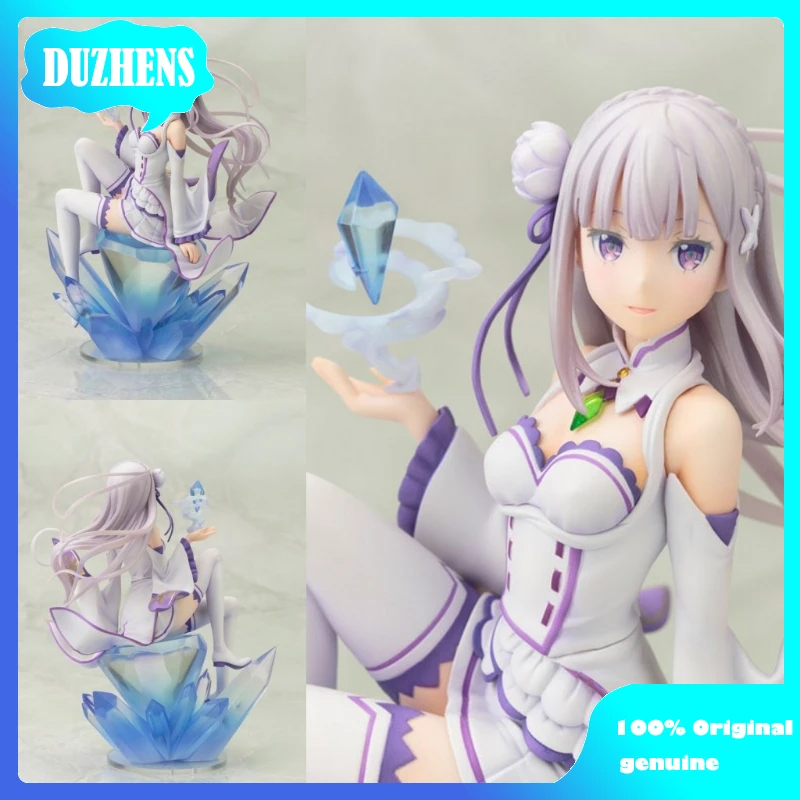 100% Original:Anime Re:Zero kara Emilia, cristal estilo 17cm, PVC, figura de acción, modelo, juguetes, Colección, muñeca, regalo