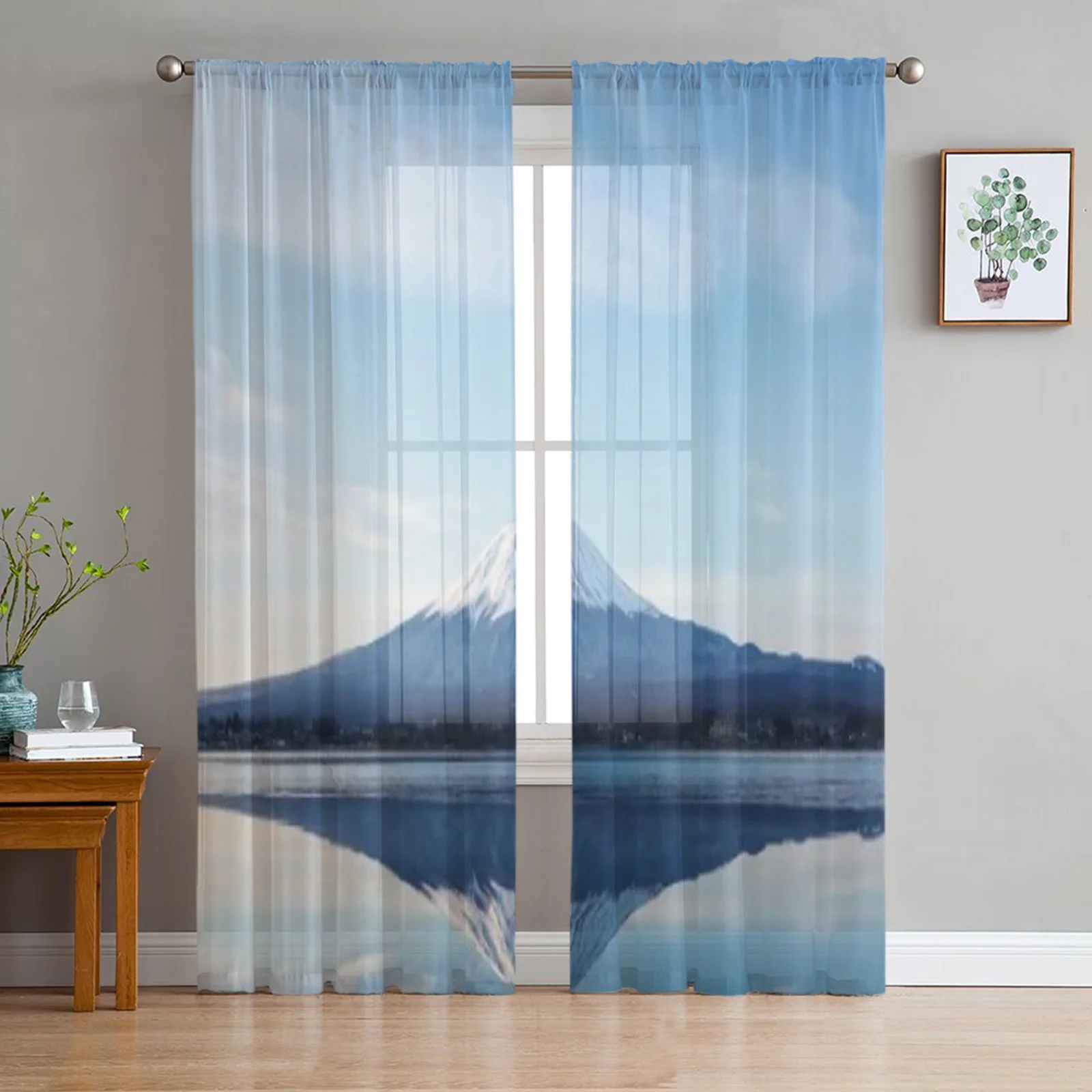 

An Inverted Image Of Mt Fuji Tulle Sheer Curtains for Living Room the Room Bedroom Kitchen Decoration Voile Organza Curtains
