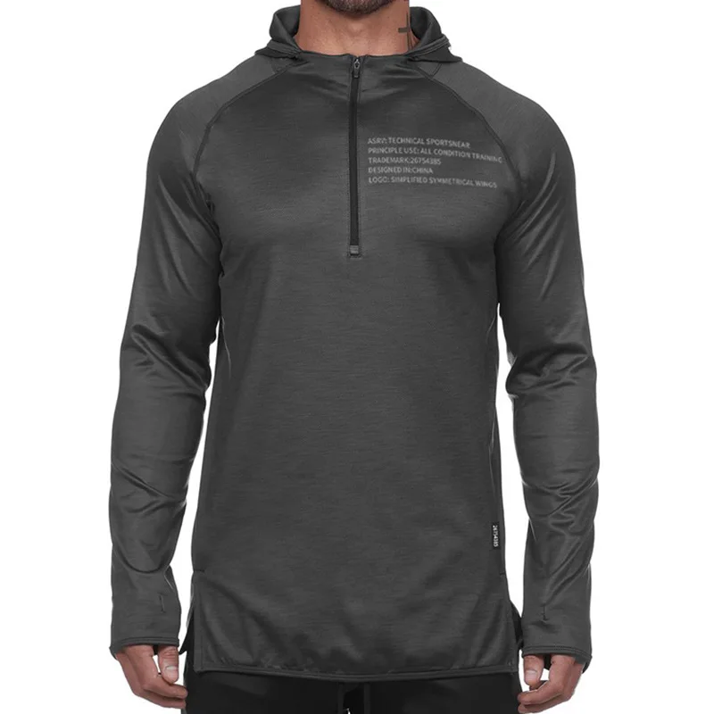 

Мужская весенне-осенняя толстовка, облегающий однотонный свитшот на молнии, повседневная спортивная куртка с капюшоном