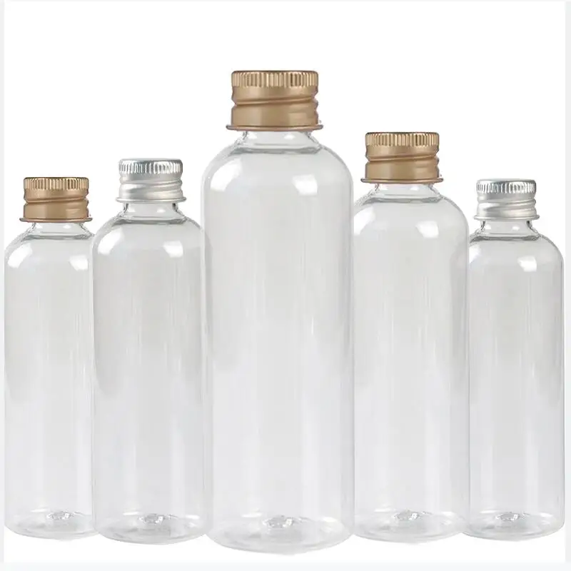 

30Pcs/lot 5/10/20/30/50/60/100ML Plastic Bottle with Aluminum Screw Cap Cosmetic Container Travel Kits Portable PET Lotion Cream